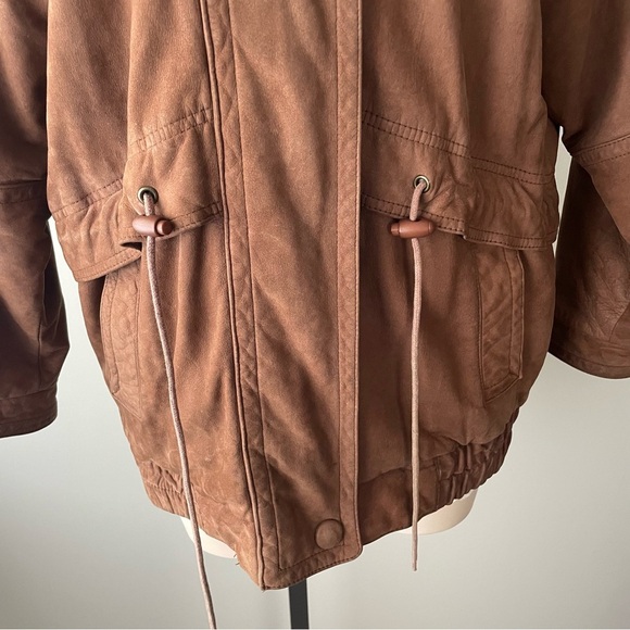 Vintage Architect Genuine Leather Zip Jacket Brown Cinchable Unisex Size Small - Picture 6 of 13
